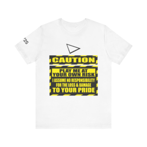 Caution Tee With Yellow Back Logo - Sports Apparel, Sports Wear