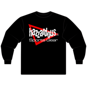 Hazardous Sports Gear Black Long Sleeve T-Shirt Red and White Logo
